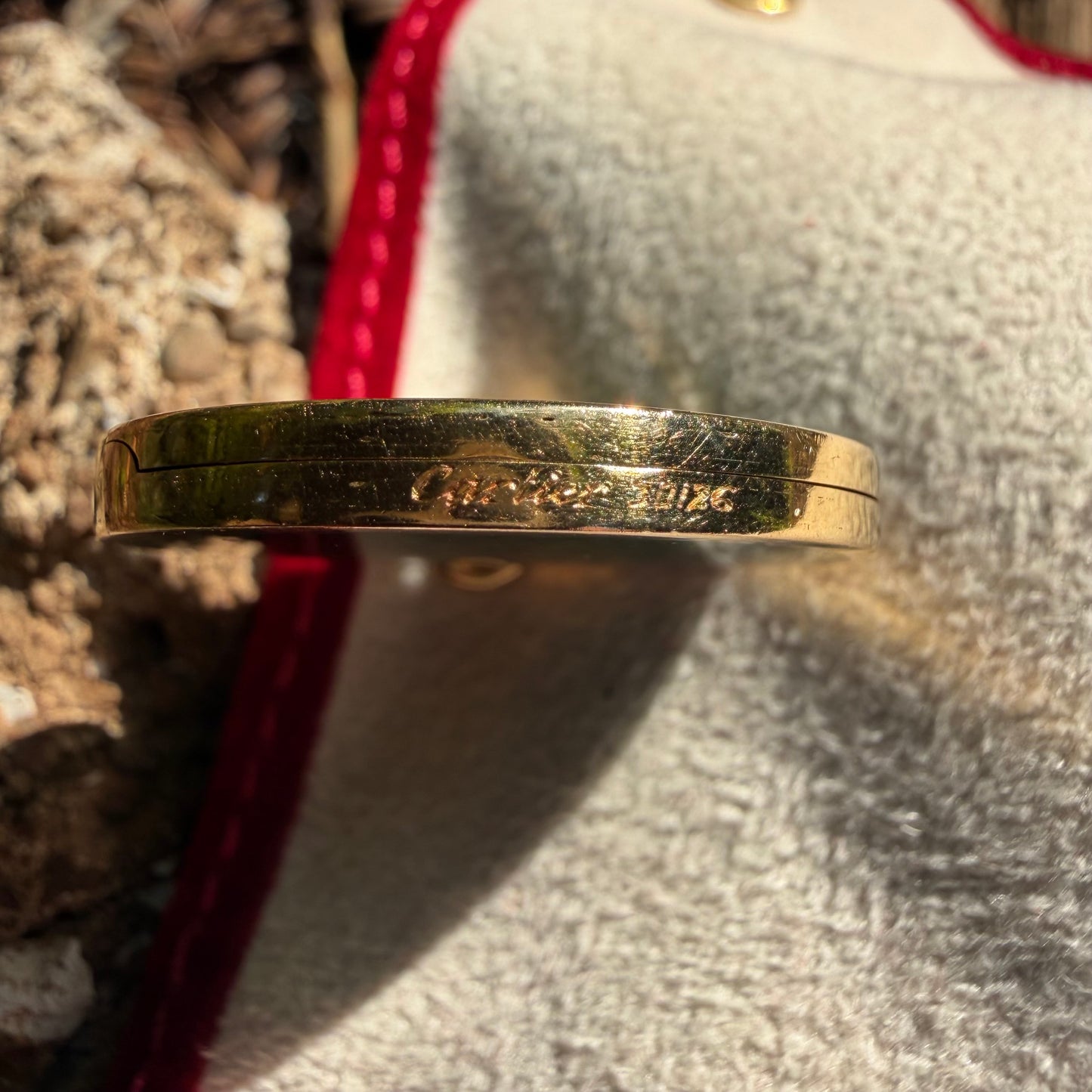 1950’s Cartier Solid 18K Yellow Gold Guilloche Enamel Locket Pendant