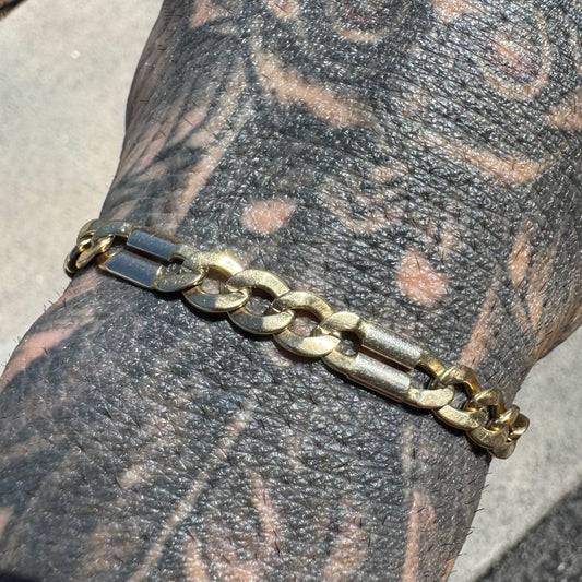 Vintage Solid 14k Yellow Italian Gold Tony Soprano Razorblade Curb Link Bracelet (8.25”)