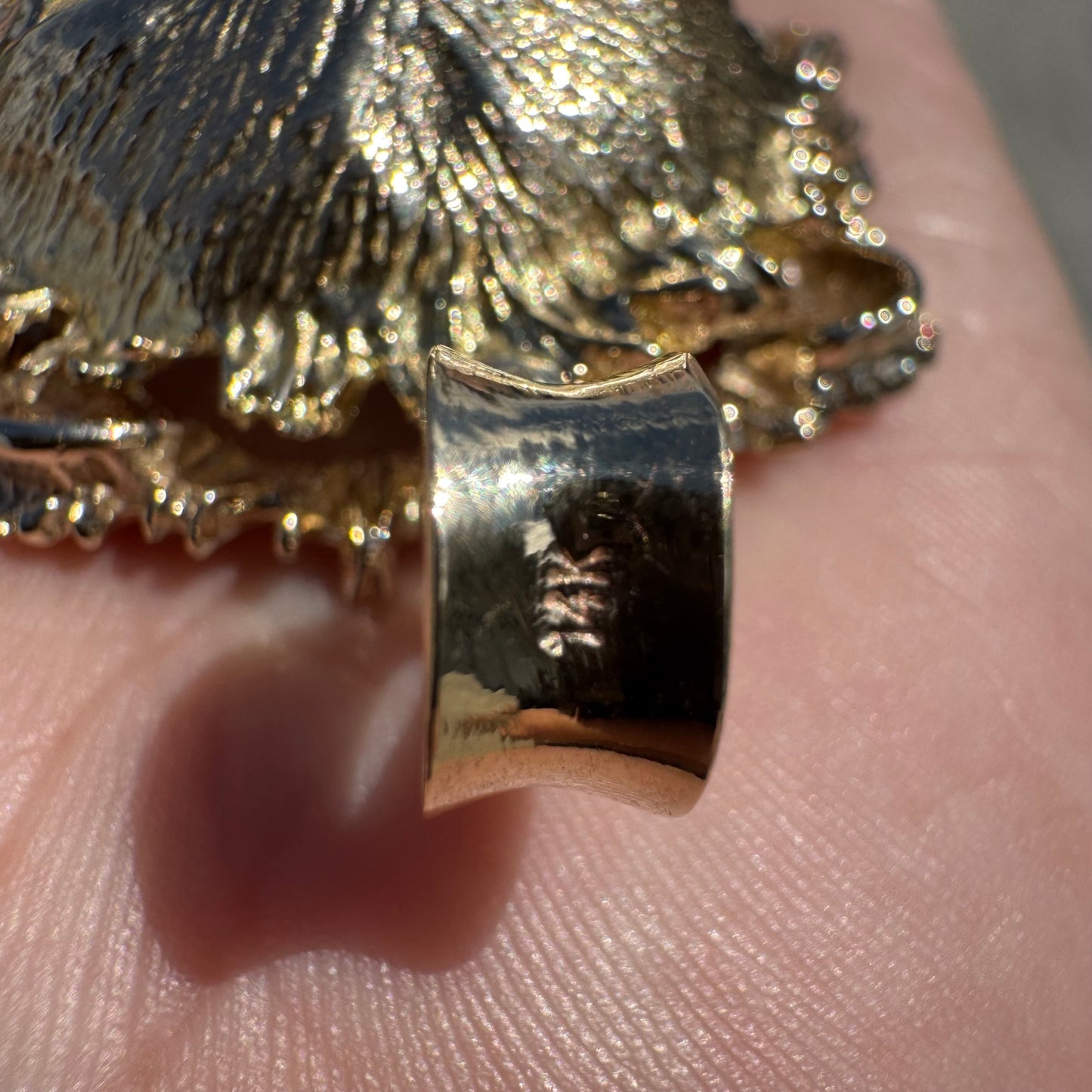 Vintage Solid 14k Yellow Gold Natural Diamond Large Heavyweight Lion Pendant