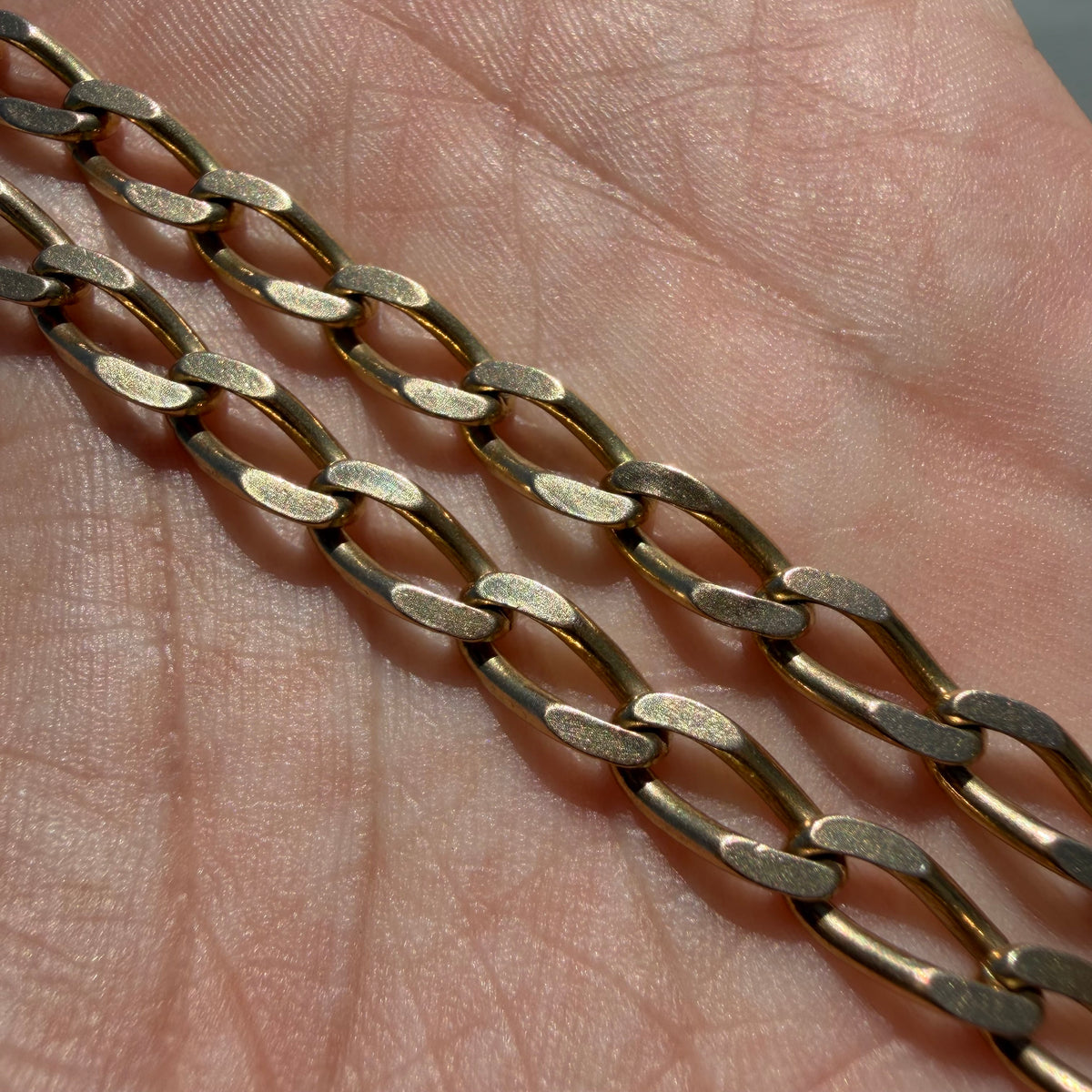 Vintage Solid 14k Yellow Gold Elongated Curb Link Necklace (20.5”)