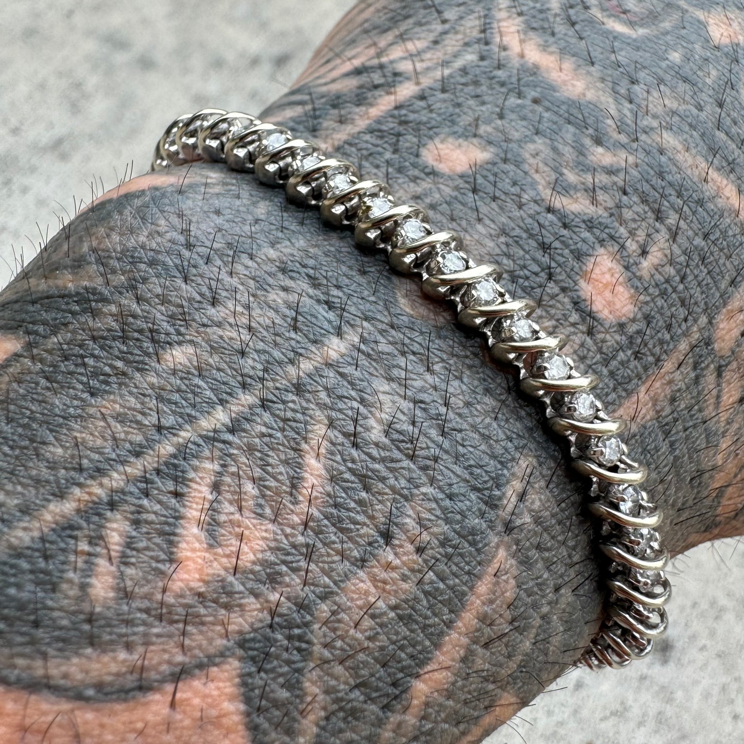 Vintage 14k White Gold 2.0ctw Natural Diamond Tennis Bracelet (7”)