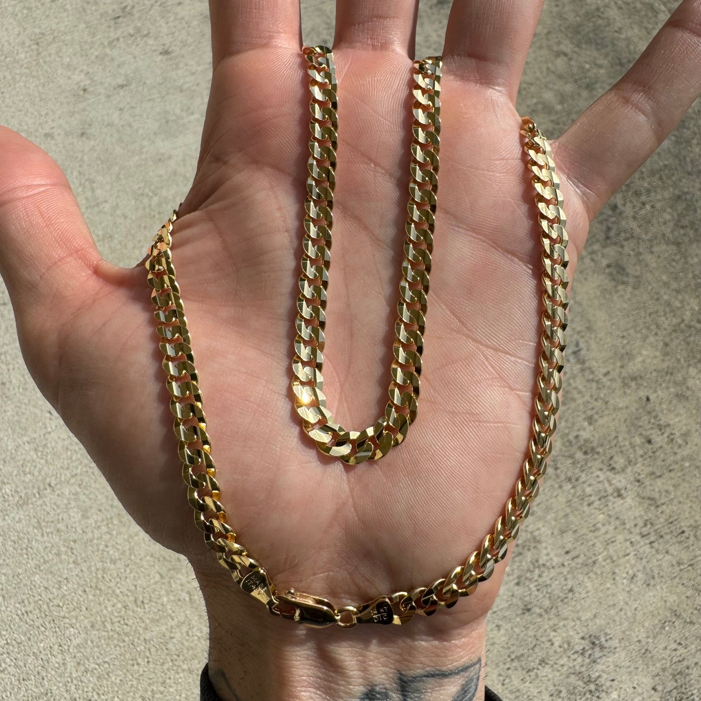 Brand New Solid 14k Yellow Gold Cuban Curb Link Necklace (20”)