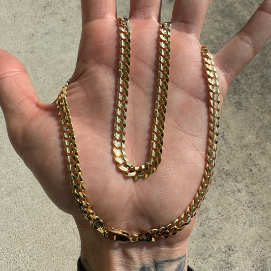 Brand New Solid 14k Yellow Gold Cuban Curb Link Necklace (20”)