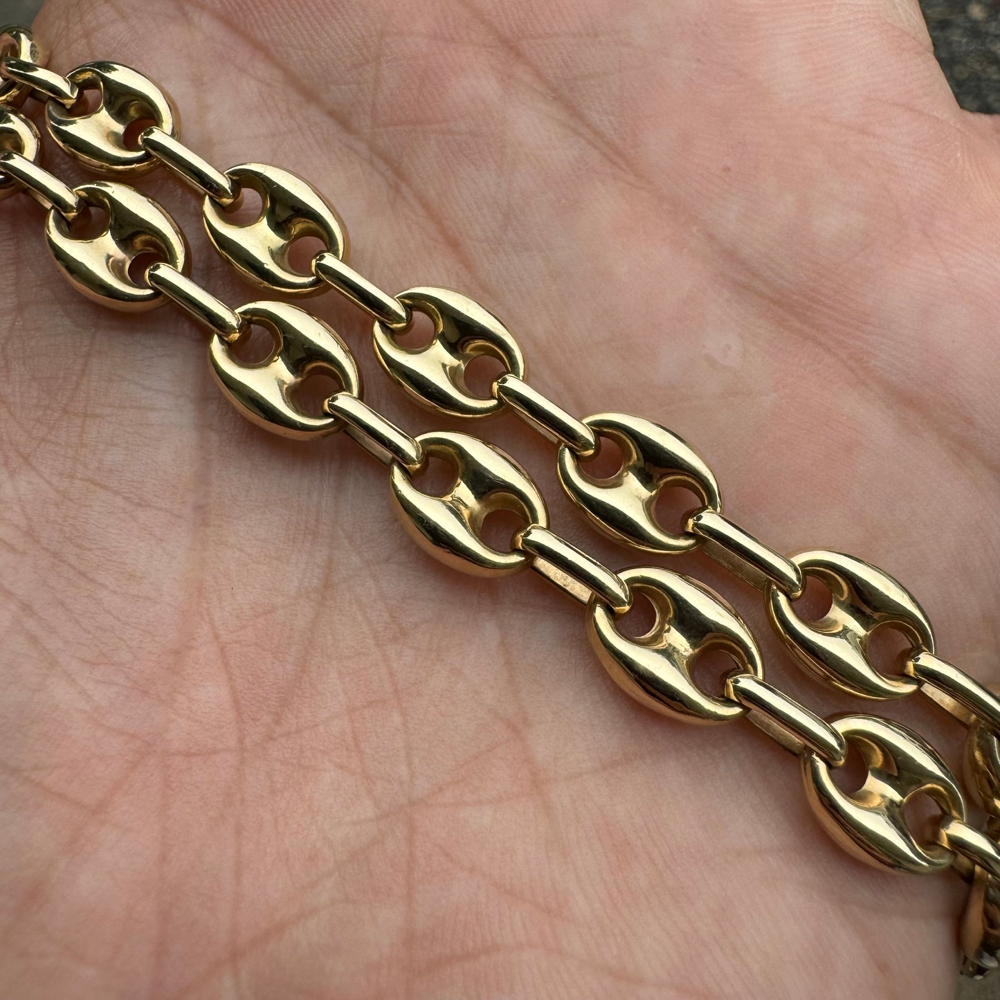 Vintage 14k Yellow Gold Italian Puffed Gucci Link Necklace (21”)