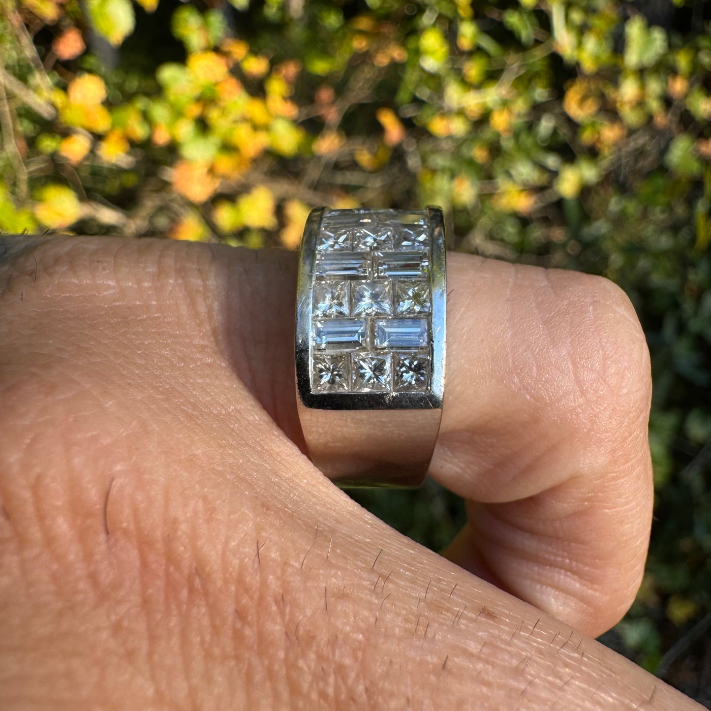 Vintage Solid 18k White Gold Invisible Set 2.5ctw VS Natural Diamond Ring (7)