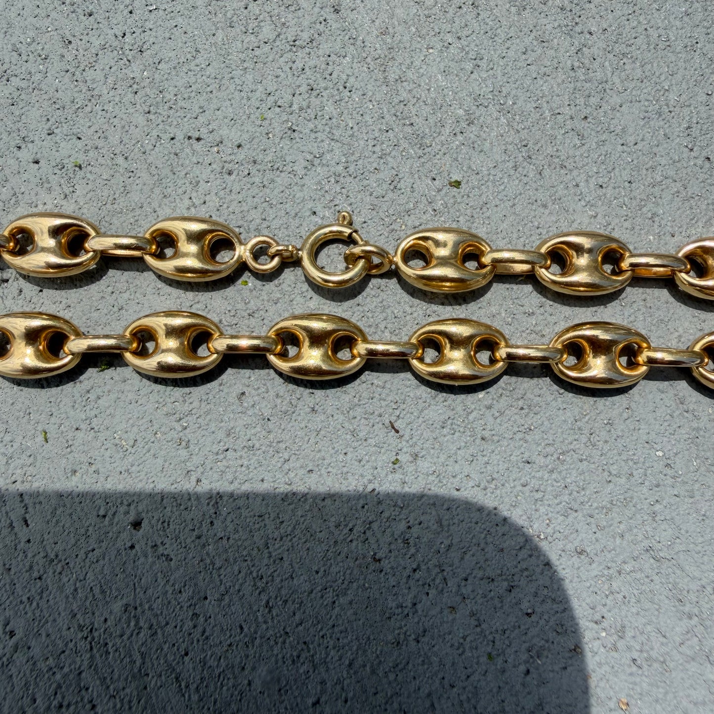 Antique Heavyweight 18k Yellow Gold Classic Puffed Gucci Link Necklace (18.5”)