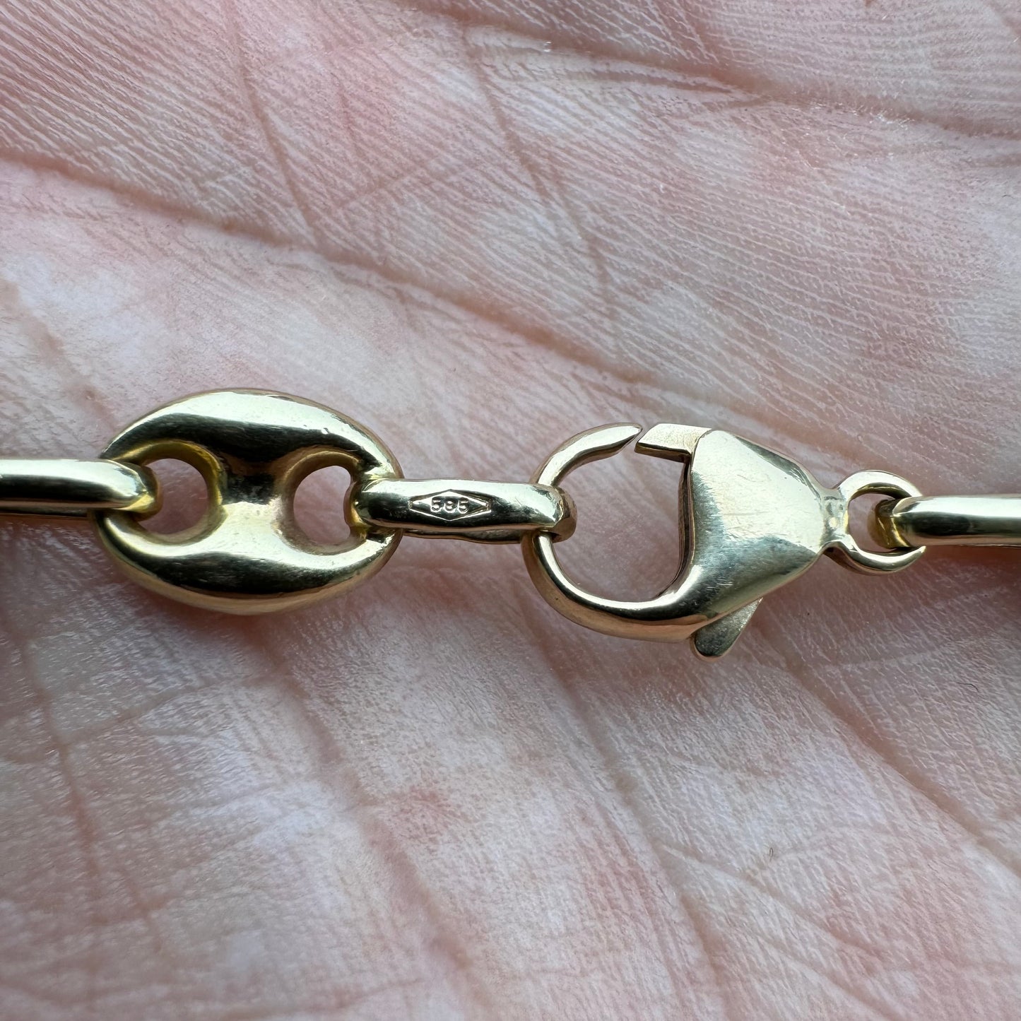 Vintage 14k Yellow Gold Italian Puffed Gucci Link Necklace (21”)
