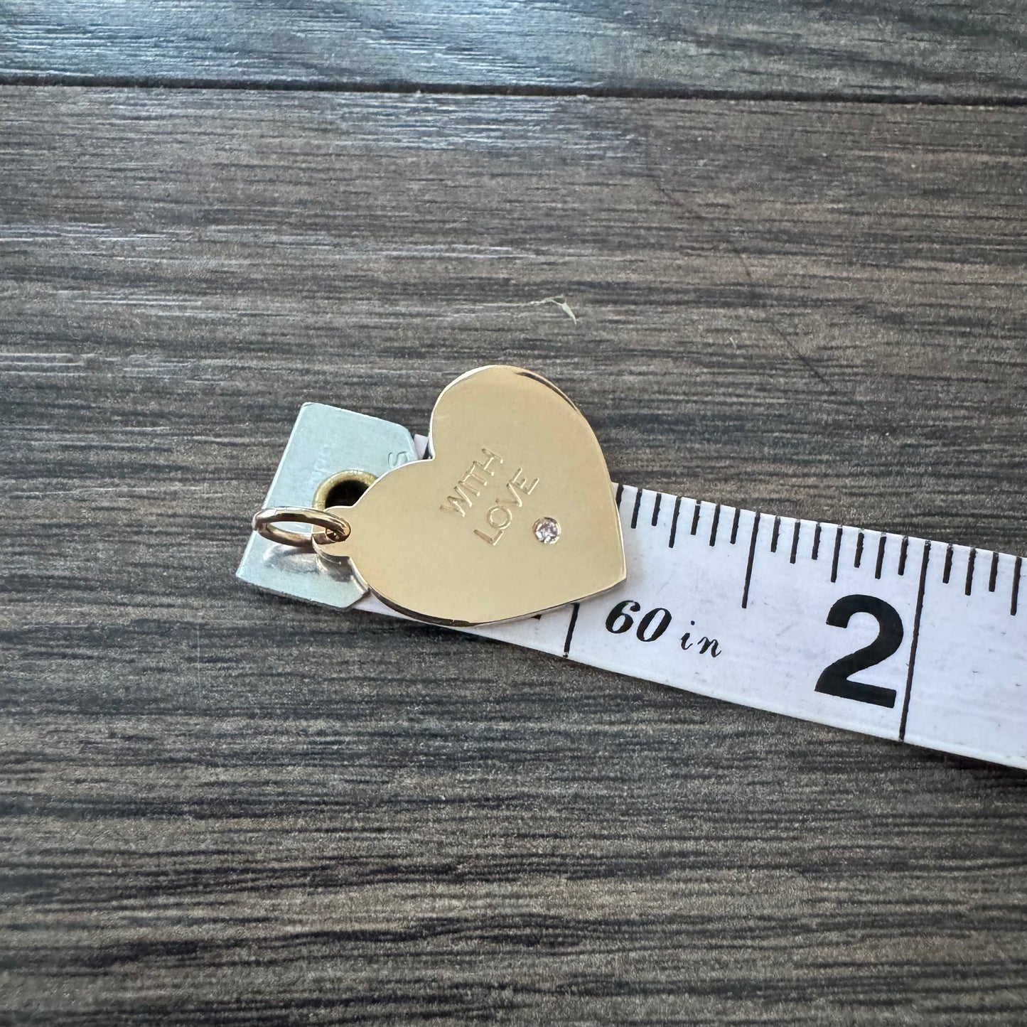 Vintage Tiffany & Co. Solid 18k Gold “With Love” Natural Diamond Heart Pendant