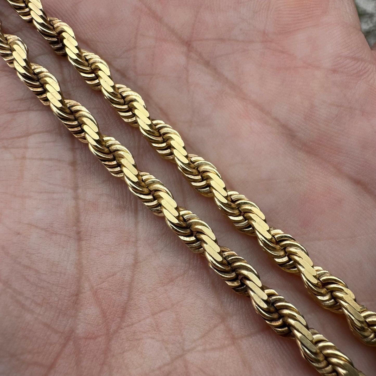 1980’s Solid 14k Heavyweight Diamondcut Yellow Gold Chunky Rope Chain Necklace (18”)