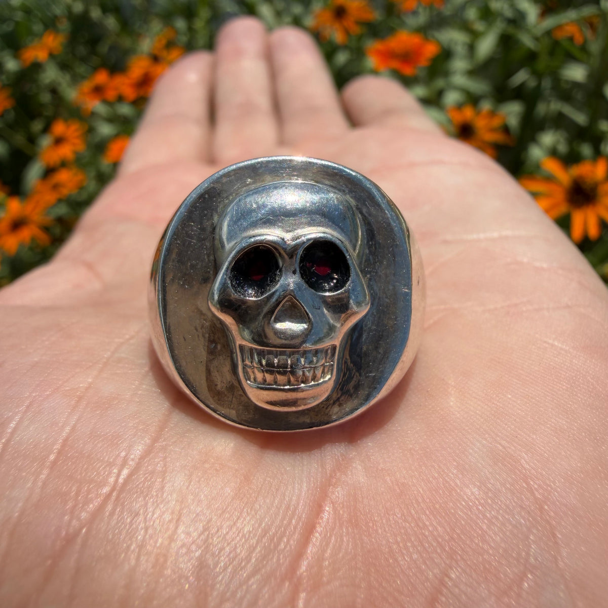 Mid-Century Sterling Silver Skull Signet Ring (13)
