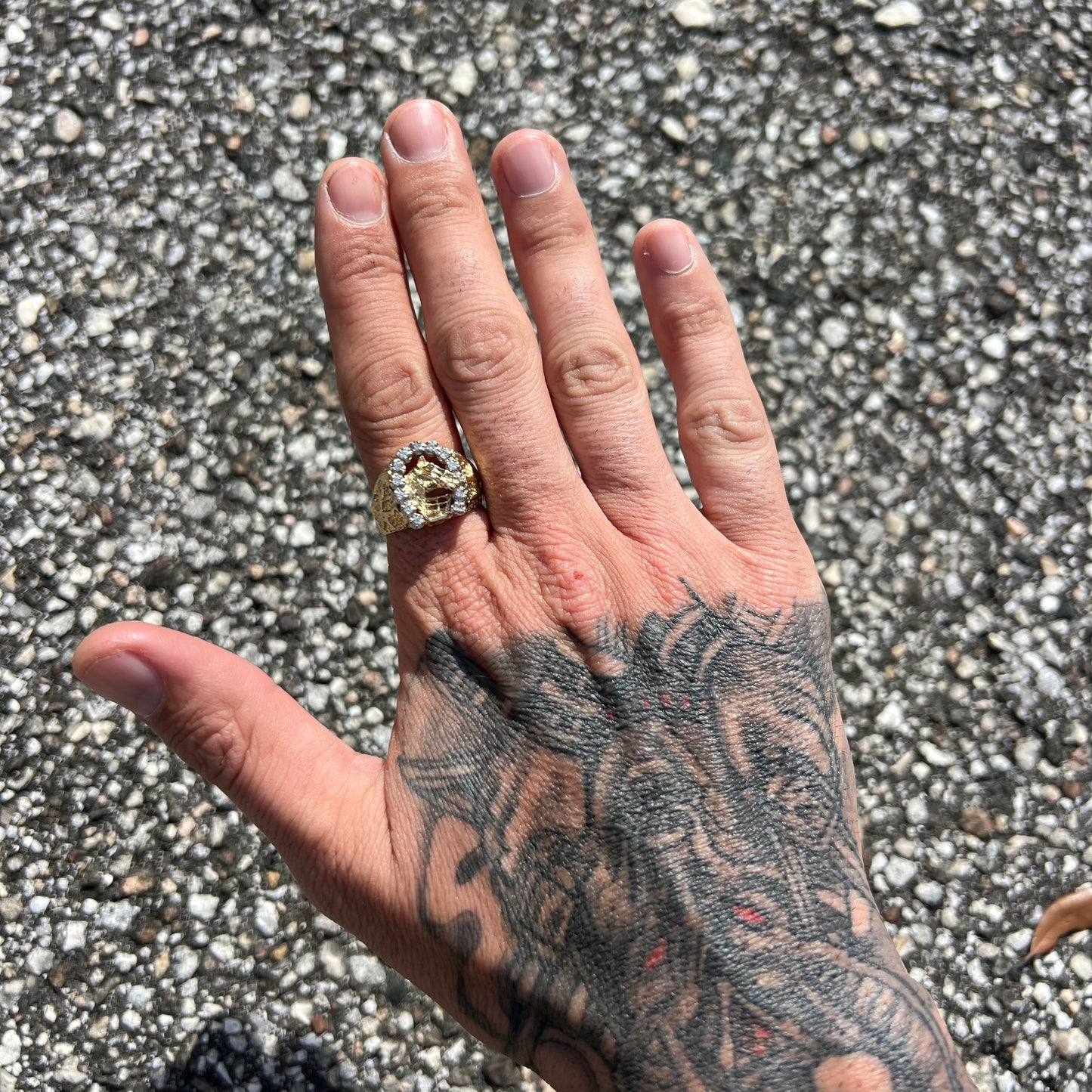 Vintage 14k Yellow Gold .40ctw Natural Diamond Encrusted Old School Good Luck Gamblers Nugget Ring (10.5)