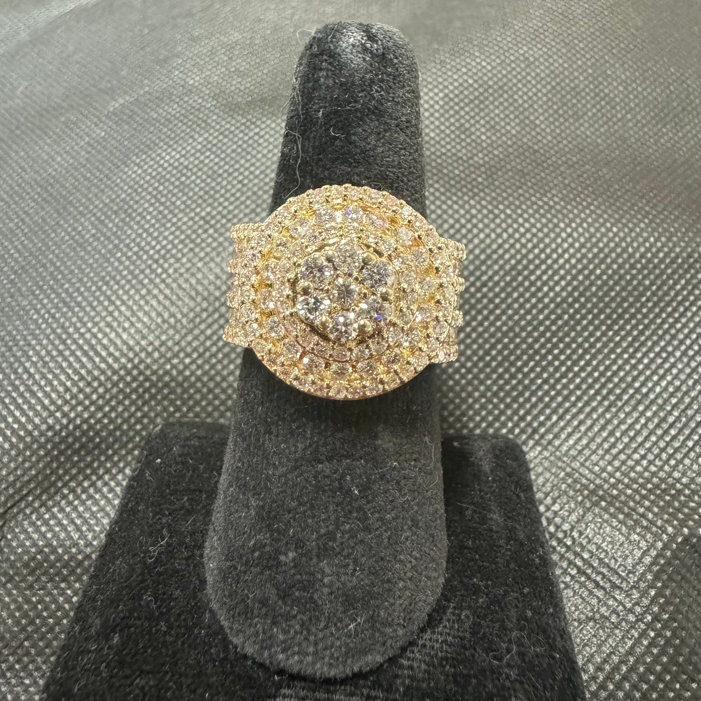 Custom 5.25ctw Natural VS Diamond Cluster 14k Yellow Gold Championship Ring (10.5)