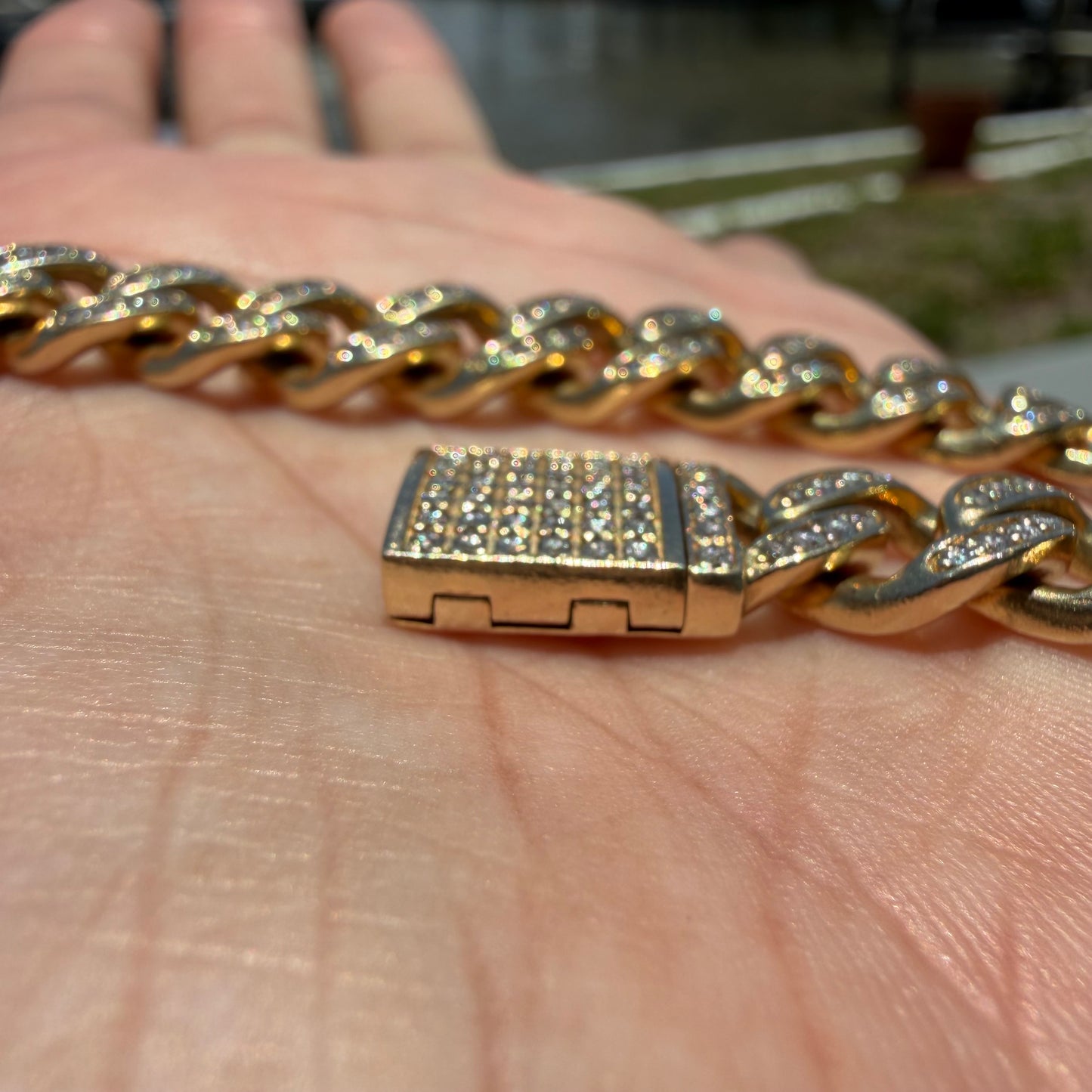 Solid 14k Yellow Gold 5.0ctw Natural Diamond Encrusted Cuban Link Bracelet (8.25”