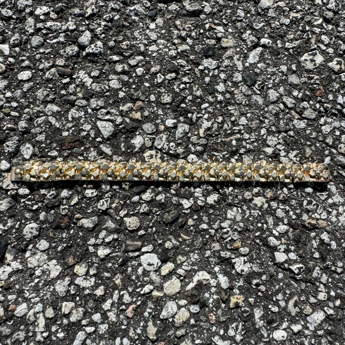 1980’s Solid 14k Yellow Gold Heavyweight Nugget Bracelet (7.25”)