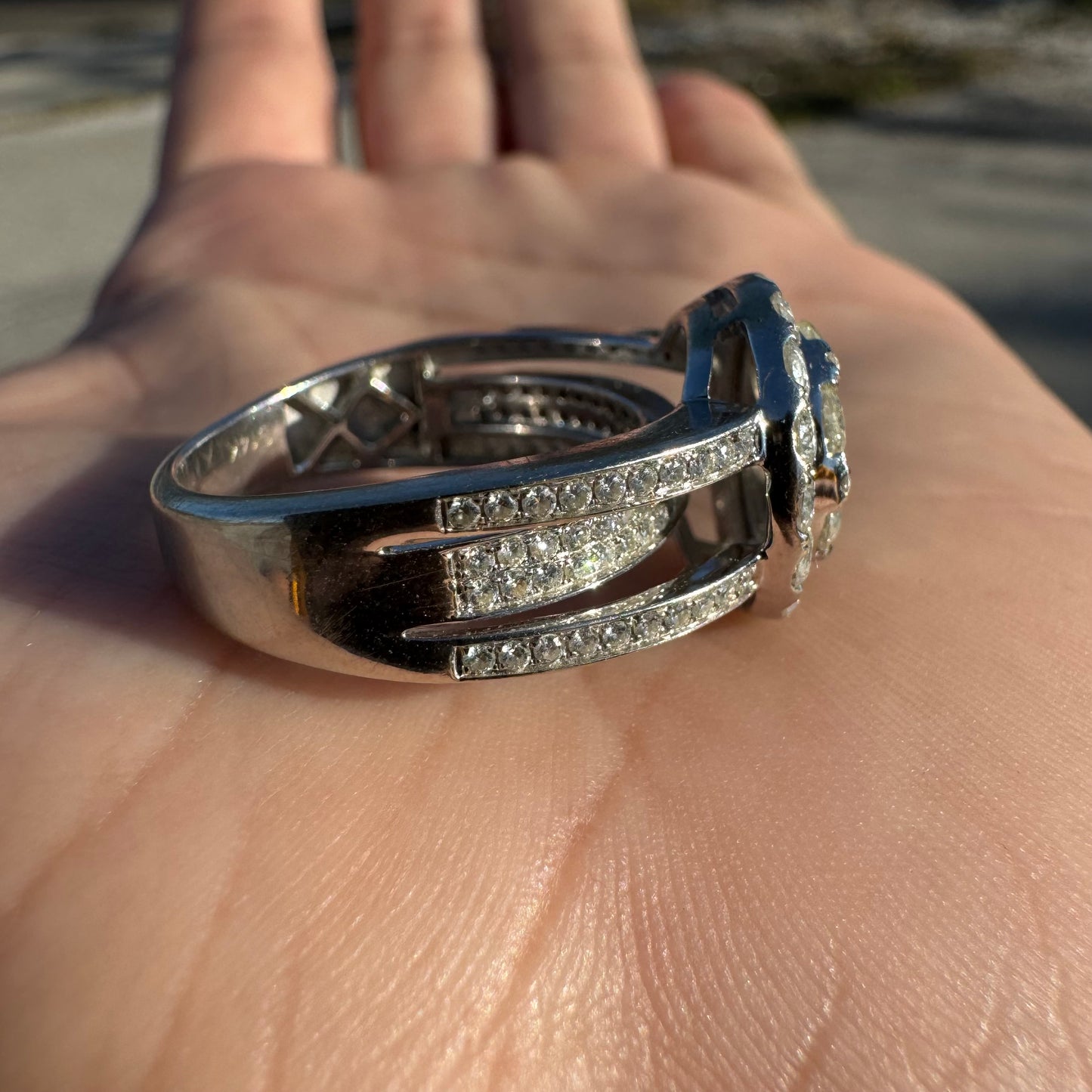 14k White Gold 2.85 Natural VS Diamond Cluster Ring (8.5)