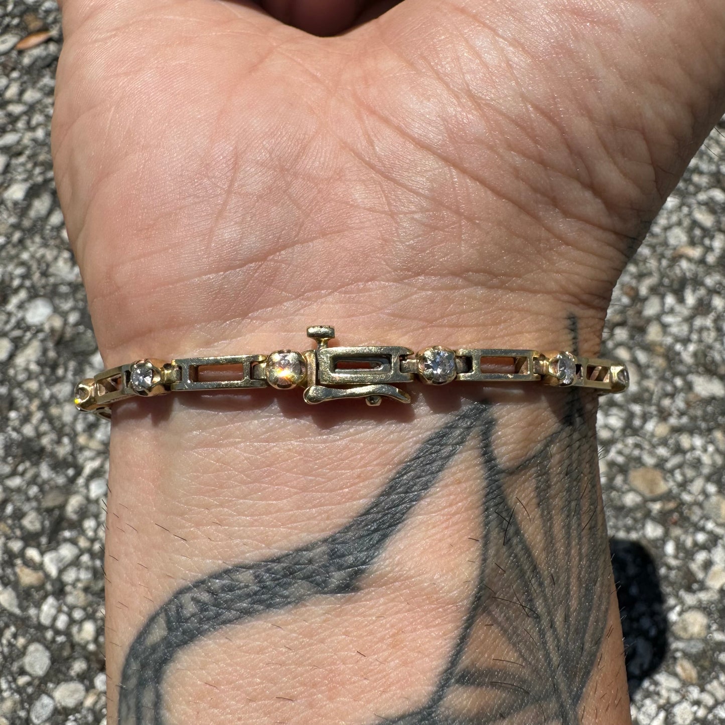 Vintage 14k Yellow Gold 1.95ctw Natural Diamond Bracelet (7.25”)