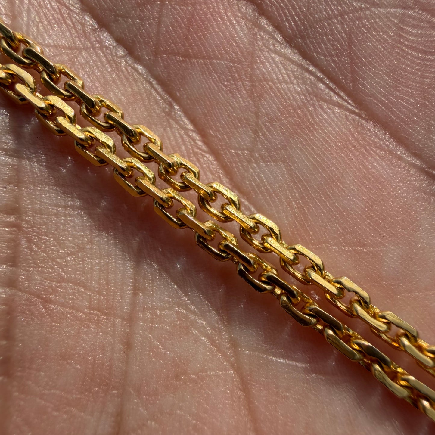 Vintage Solid 22k Yellow Gold Anchor Link Baht Chain Necklace (25.5”)