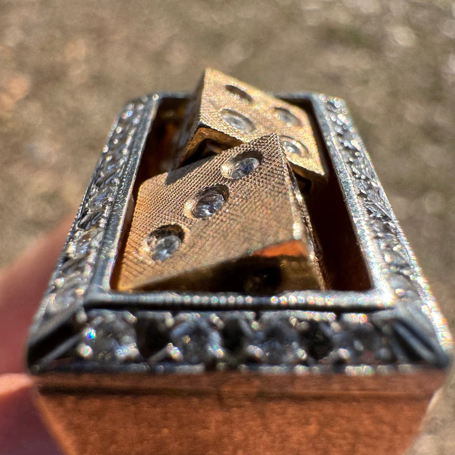 1970’s Custom Handcrafted Solid 14k Yellow Gold .50ctw Natural Diamond Spinning Dice Ring (8.25)