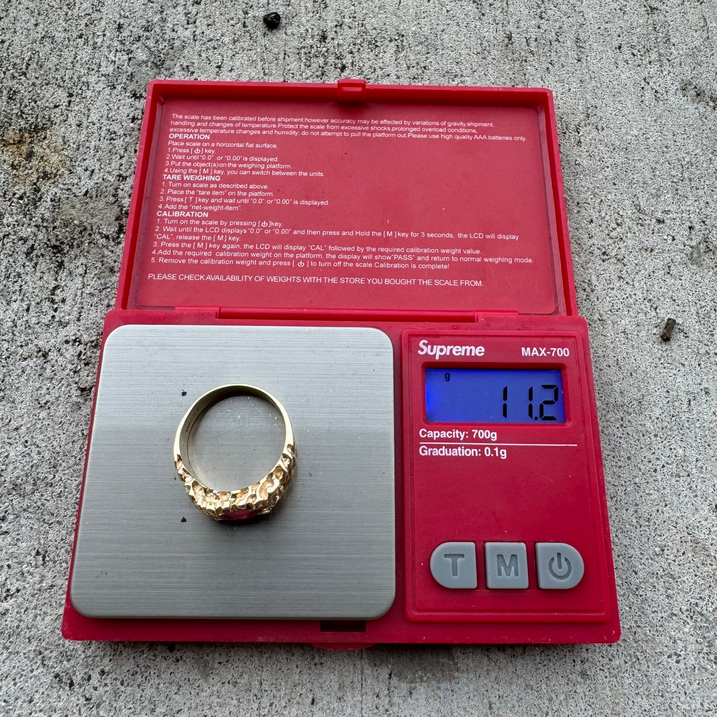 1960’s/70’ Solid Backed 14k Yellow Gold Heavyweight 2.3Ct Natural Ruby Brutalist Nugget Ring (11.5)