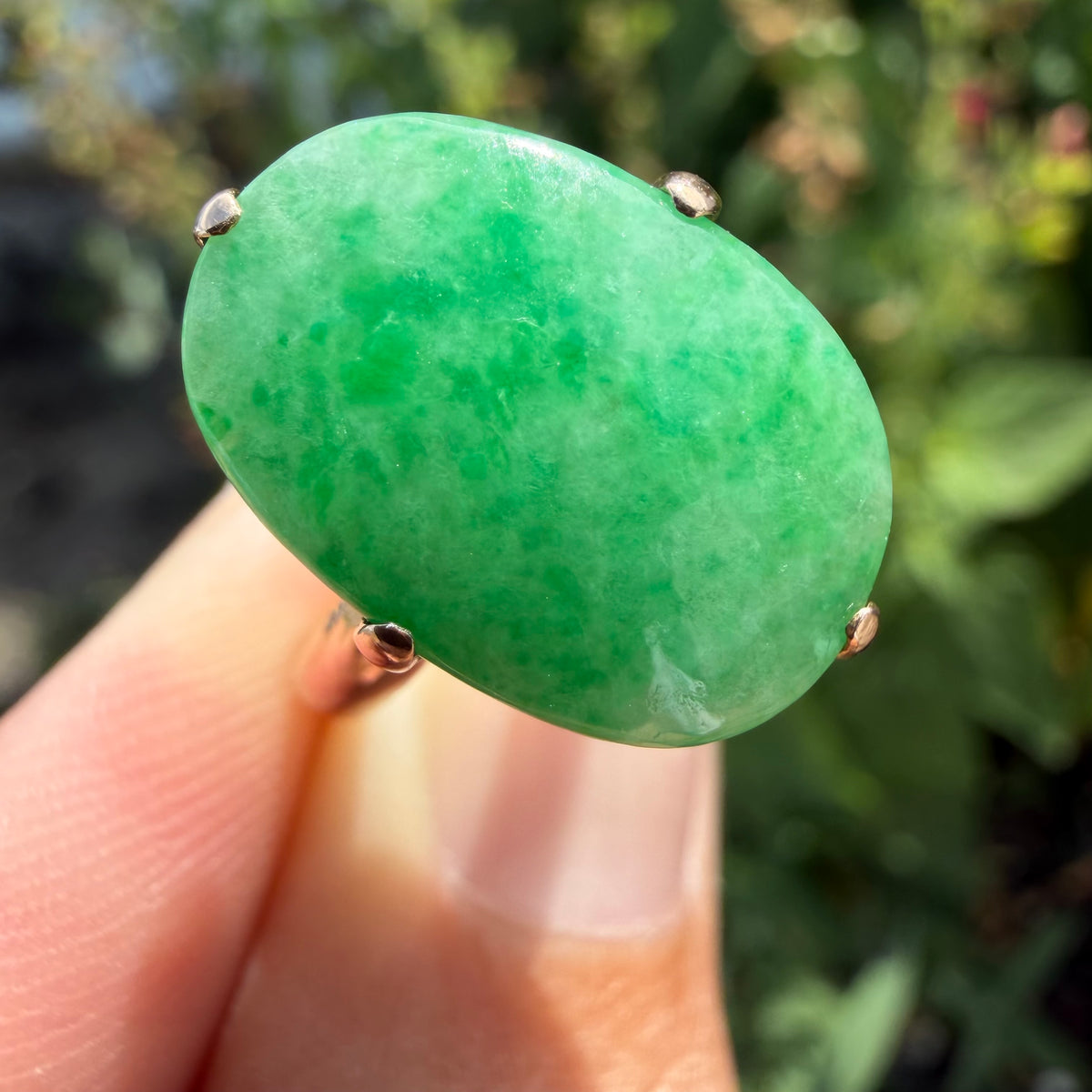 Antique Chinese Traditional 18k Gold 5.0ct Green Apple Jadeite Ring (6)