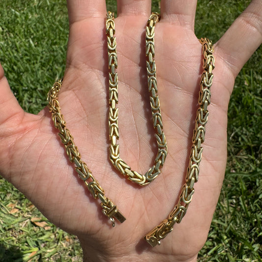 1970’s Solid 18k Yellow Gold Heavyweight Byzantine Link Necklace (18.25”)