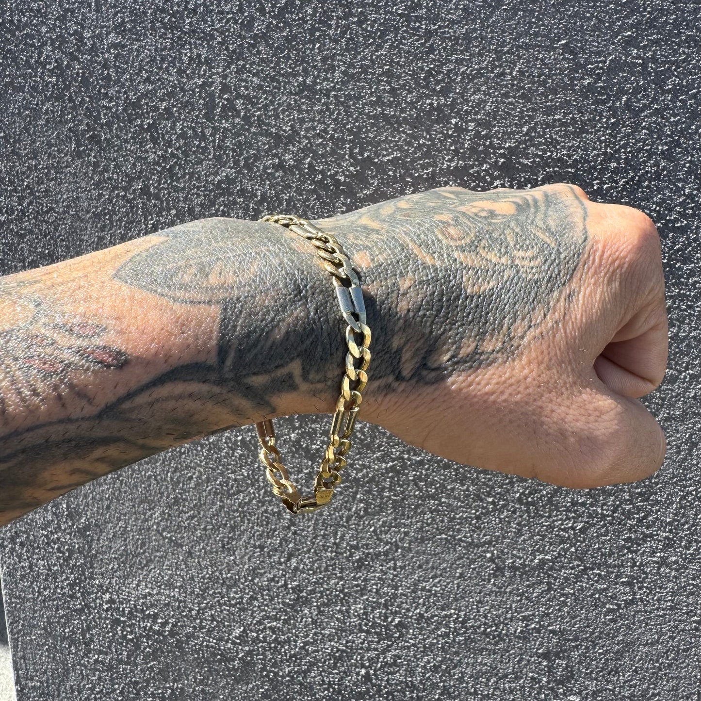 Vintage Solid 14k Yellow Italian Gold Tony Soprano Razorblade Curb Link Bracelet (8.25”)