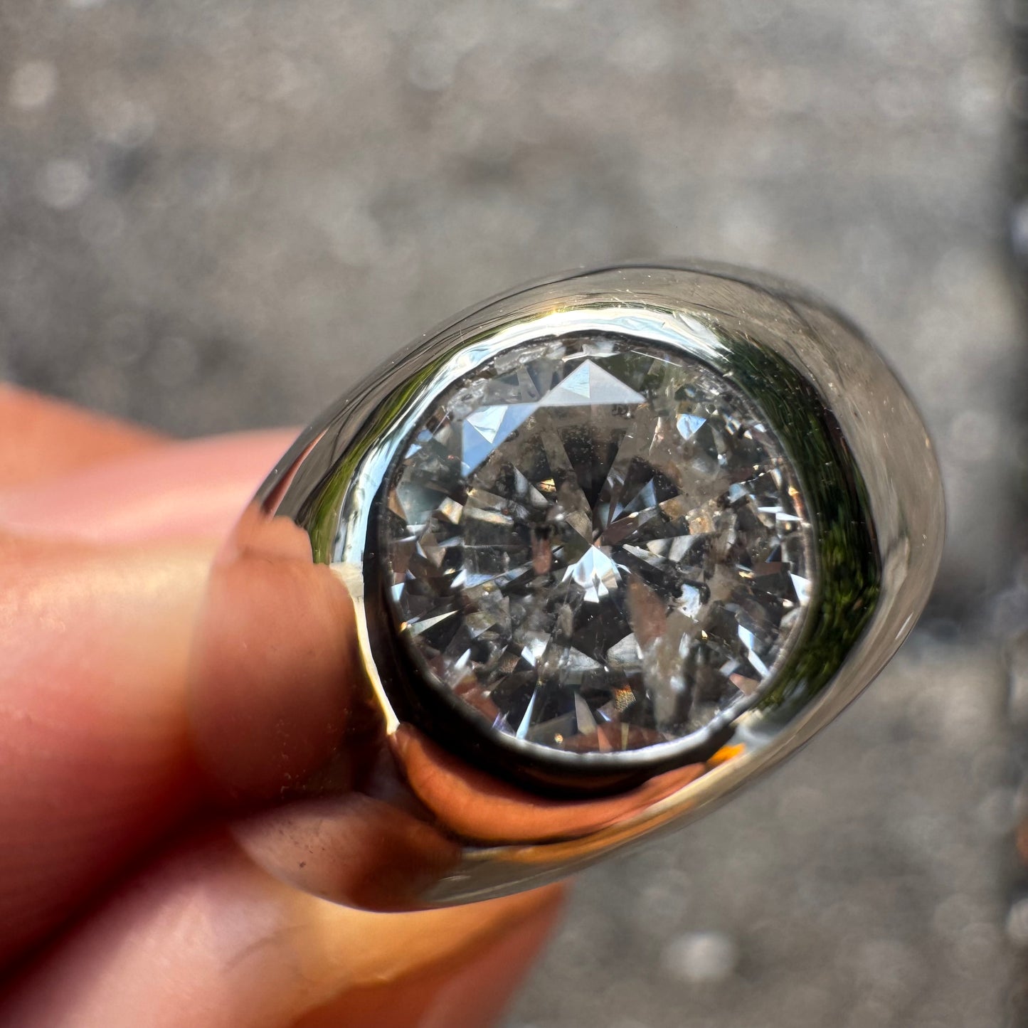 Antique Solid 14k White Gold 1.25ct Natural Old Euro Cut Diamond Gypsy Ring (7.25)