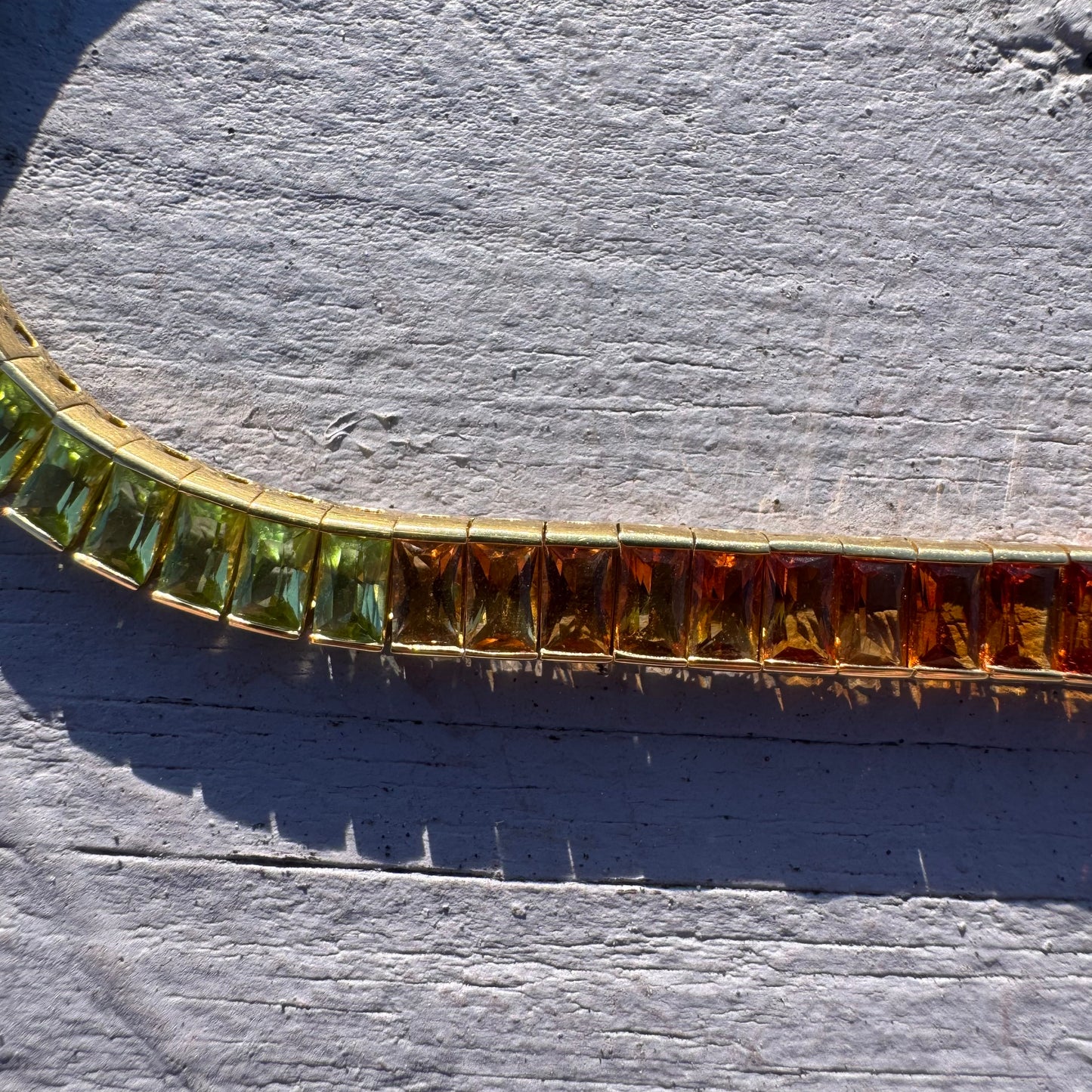 Designer Made Solid 18k Yellow Gold Natural Multi Gemstone Rainbow Tennis Necklace (17”)