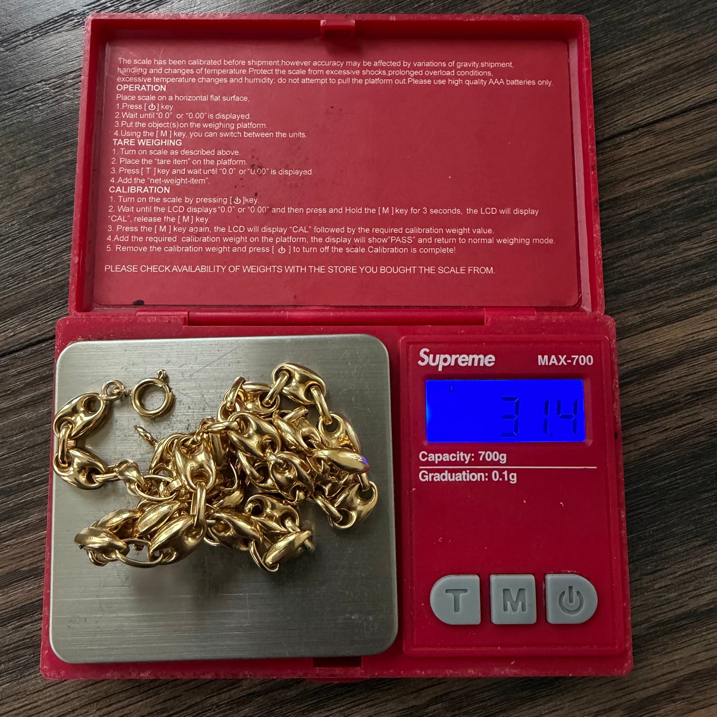 Antique Heavyweight 18k Yellow Gold Classic Puffed Gucci Link Necklace (18.5”)