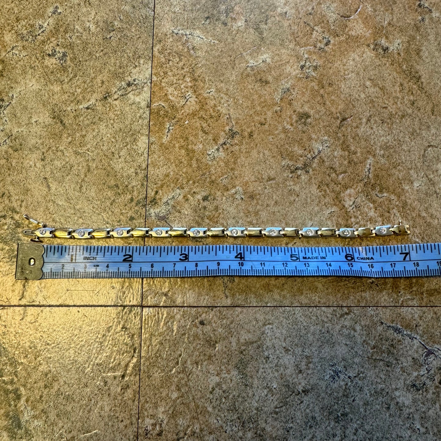 Vintage Solid 14k Two-Tone Gold 1.0CTW Natural Diamond Bracelet (7”)