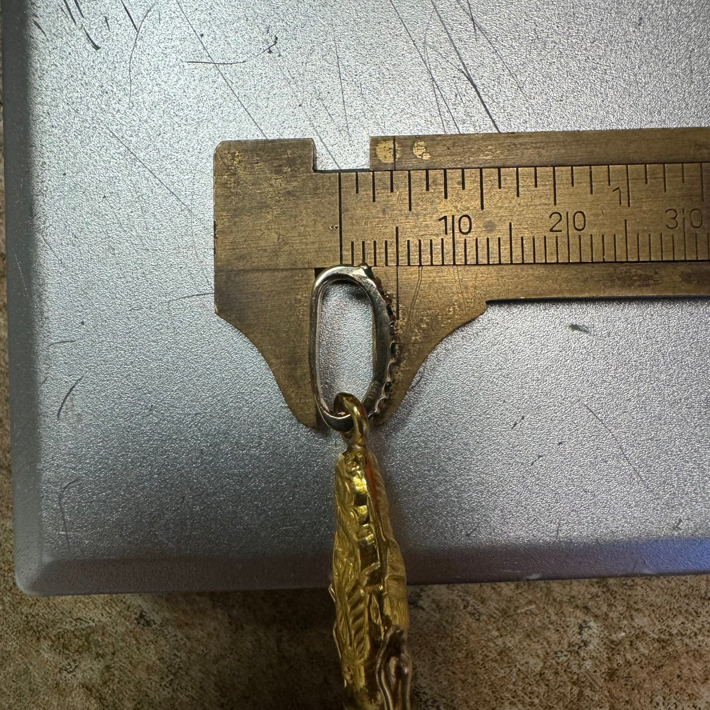 Vintage Pure 24k Solid Gold Asiatic Dragon Knife And Sheath Pendant