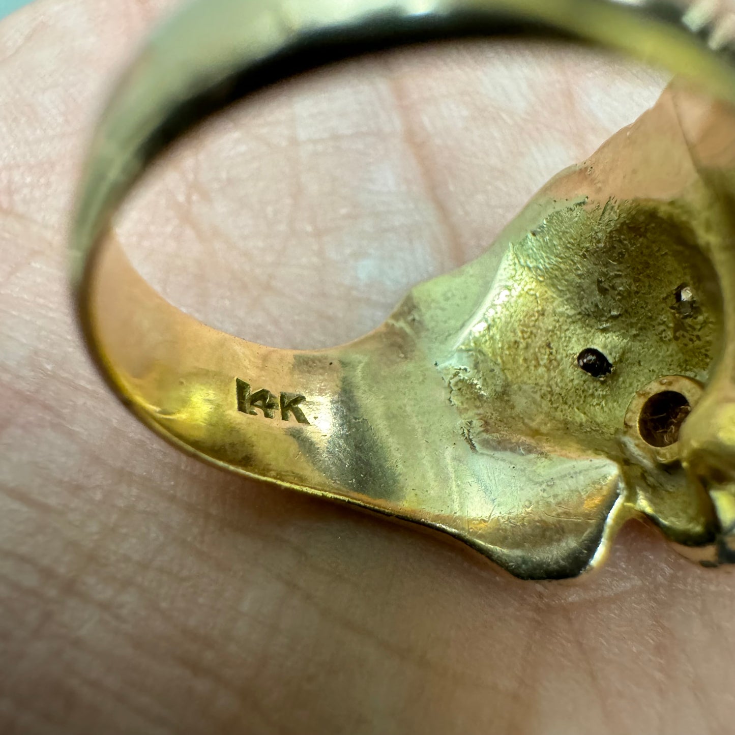 Victorian Era Solid 14k Yellow Gold .50Ct Natural Old Euro Cut Diamond Lion Ring (7.5)