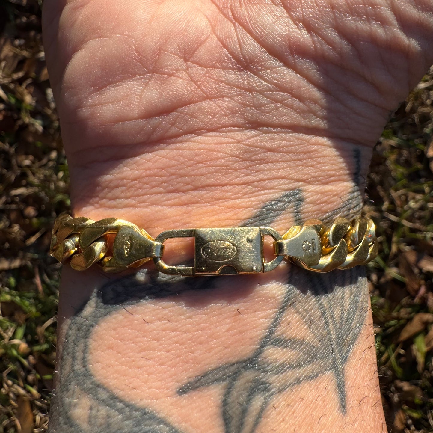 Vintage Solid 18K Italian Yellow Gold Heavyweight Cuban Link Bracelet By Fratelli Chini (8.75”)