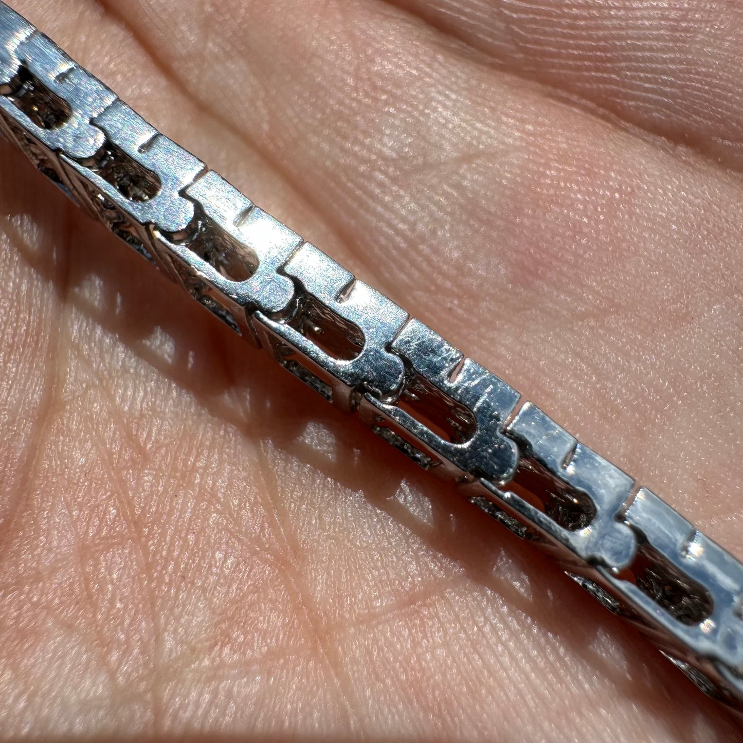 New Old Stock 18k White Gold  3.7ctw Natural VS Diamond Tennis Bracelet (7.35”)