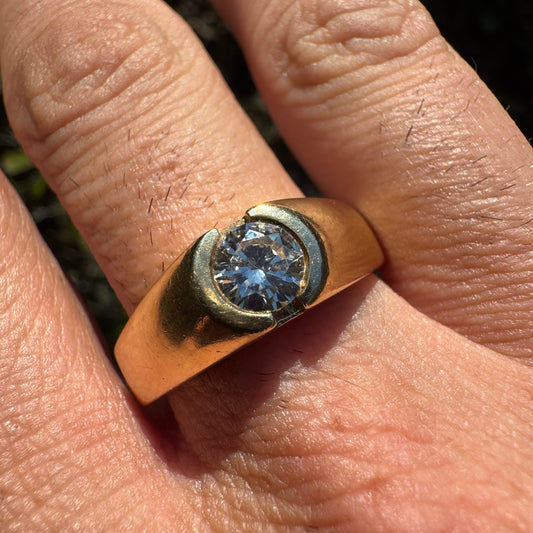 Vintage Solid 14k Yellow Gold .75ct Natural VS1 Diamond Gypsy Ring (13)