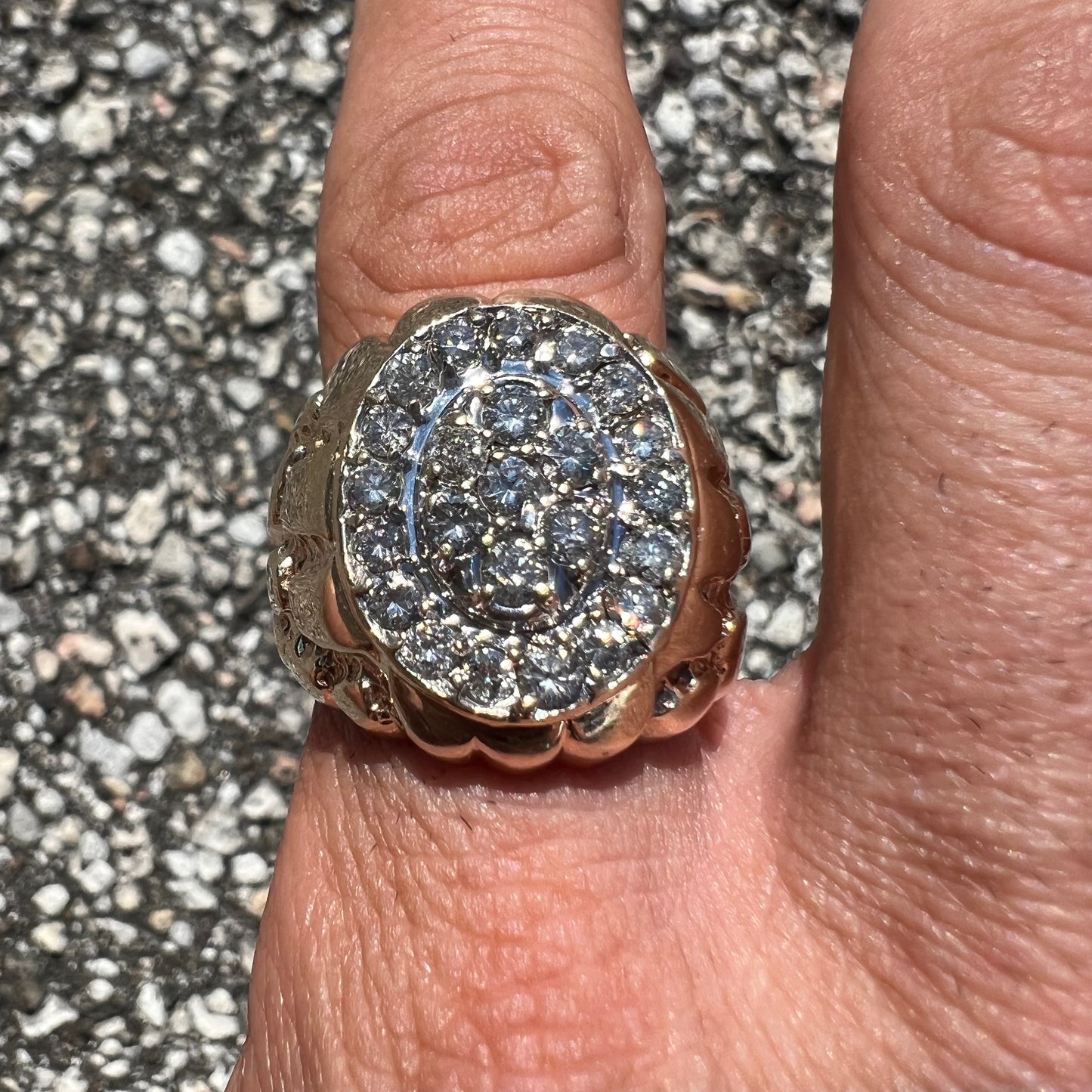 1980’s 10k Yellow Gold 3.0CTW Natural Diamond Cluster Nugget Ring (12)
