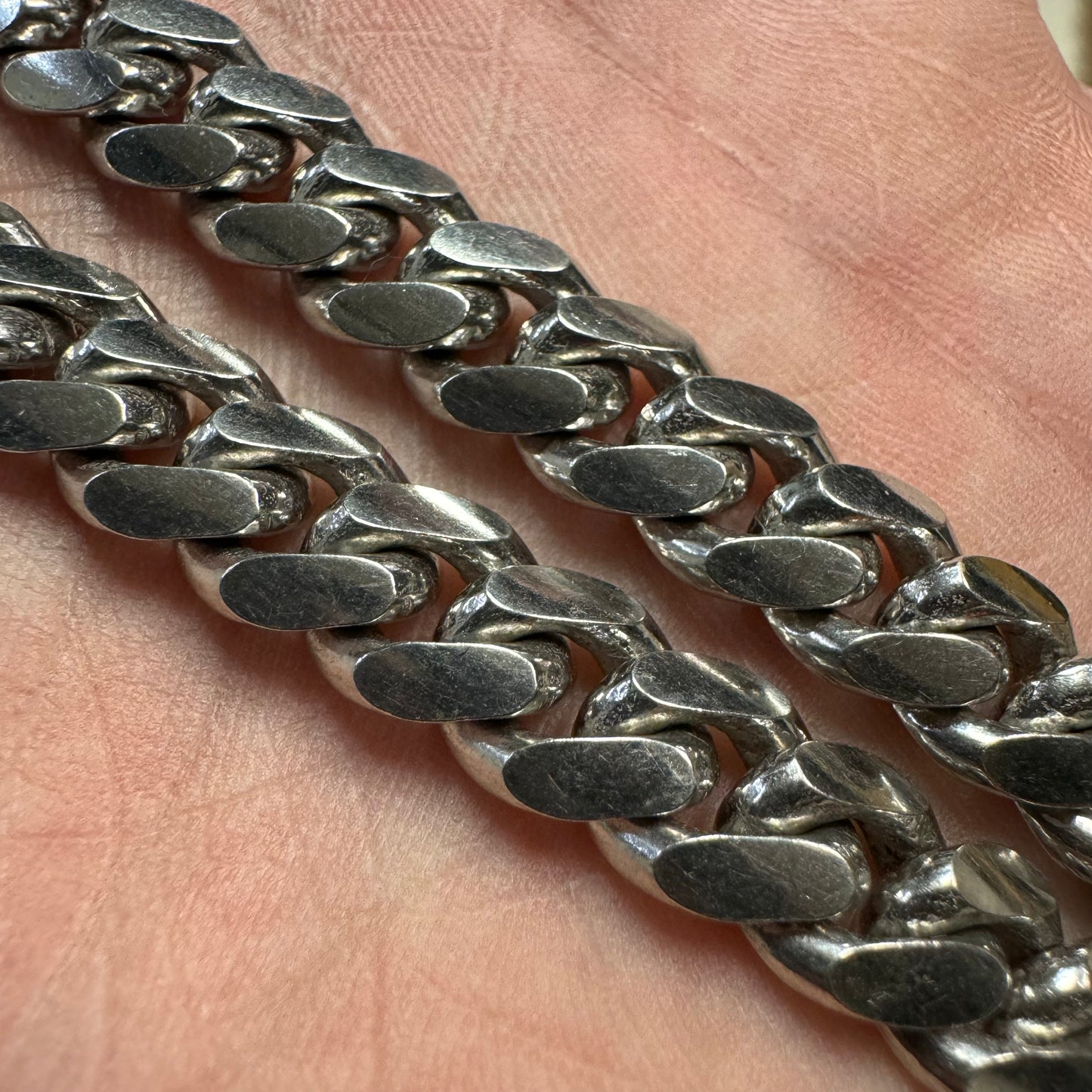 Vintage Solid Italian Sterling/.925 Super Heavyweight Miami Cuban Link Necklace (22”)
