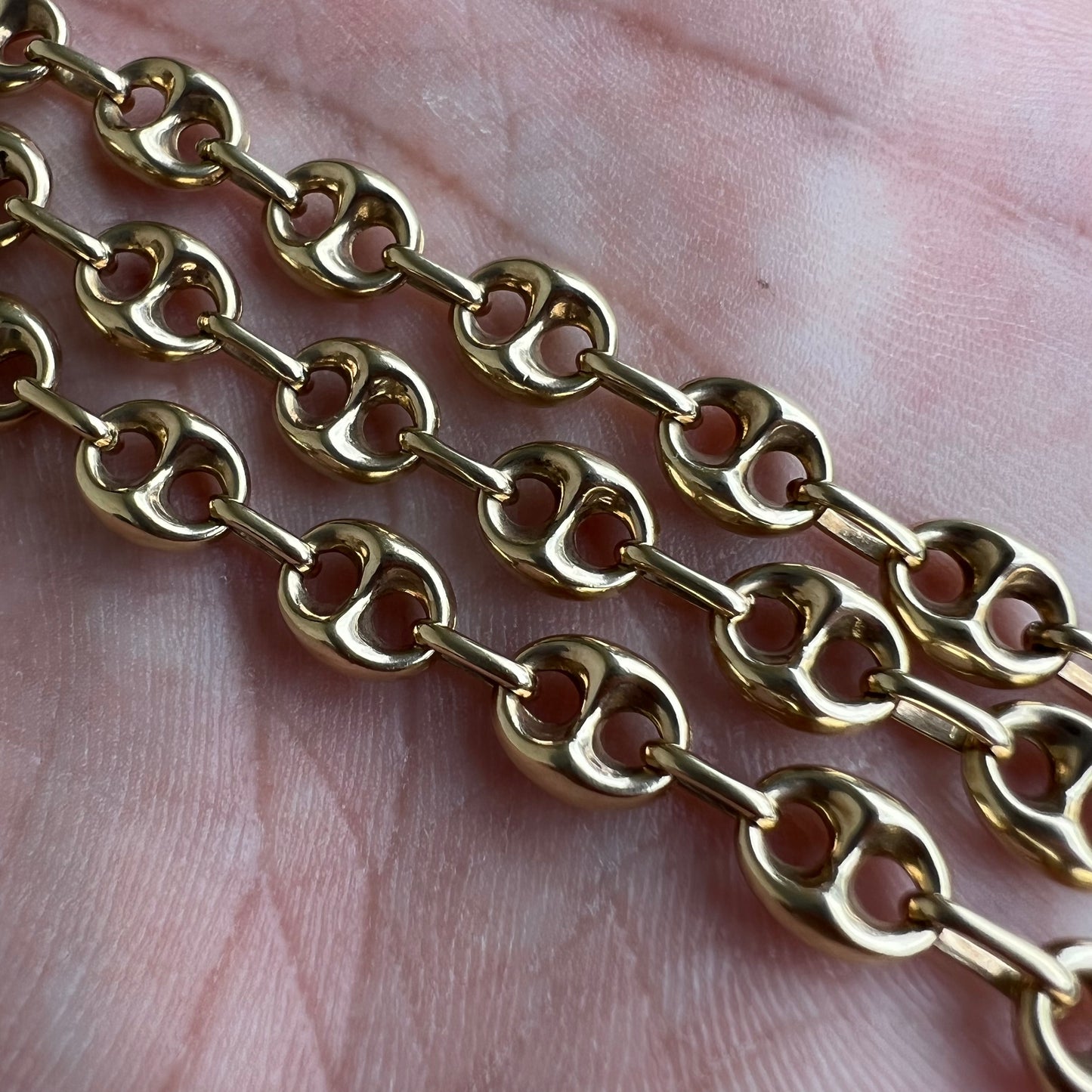 Vintage 14k Yellow Gold Classic Puffed Gucci Link Necklace (18.75”)