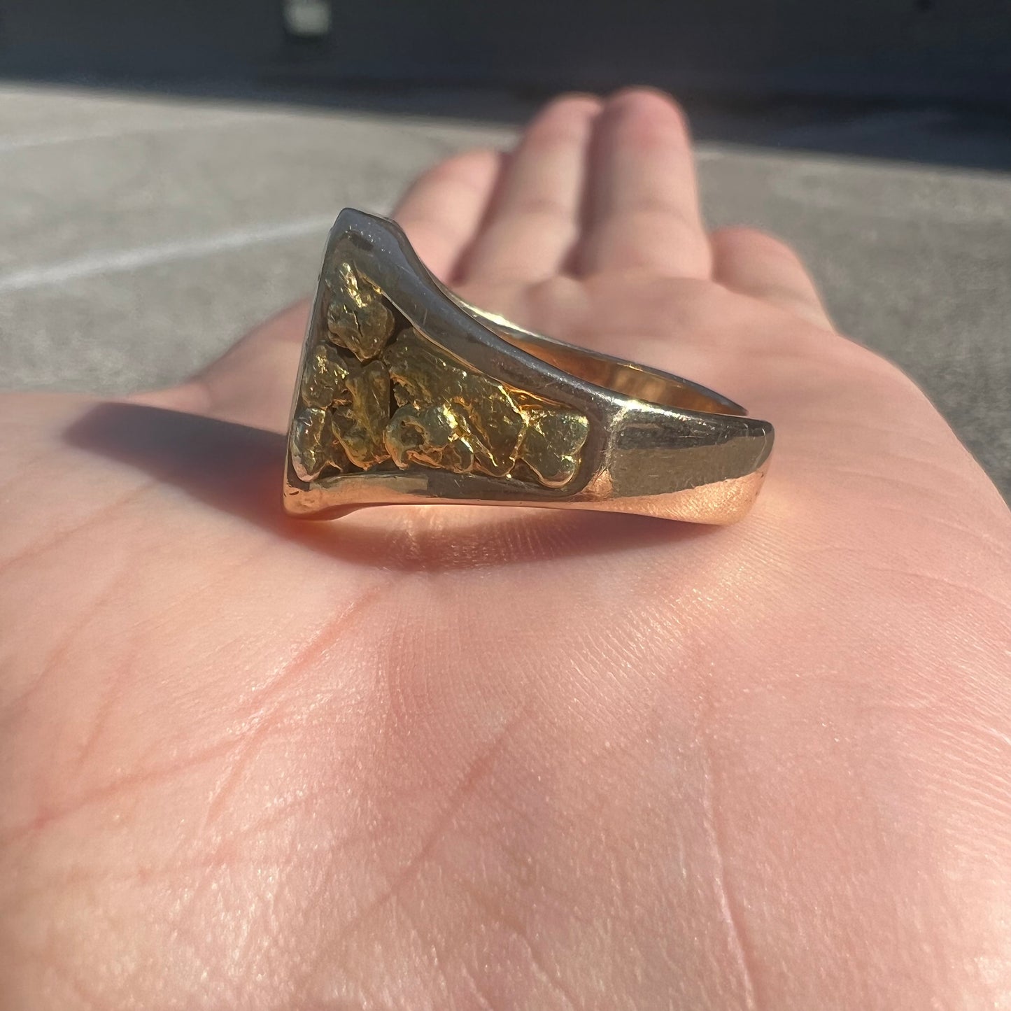 Vintage 22k Raw Gold Nugget  Bearing Quartz 14k Signet Ring By Orocal Model:RM760Q (10.5)