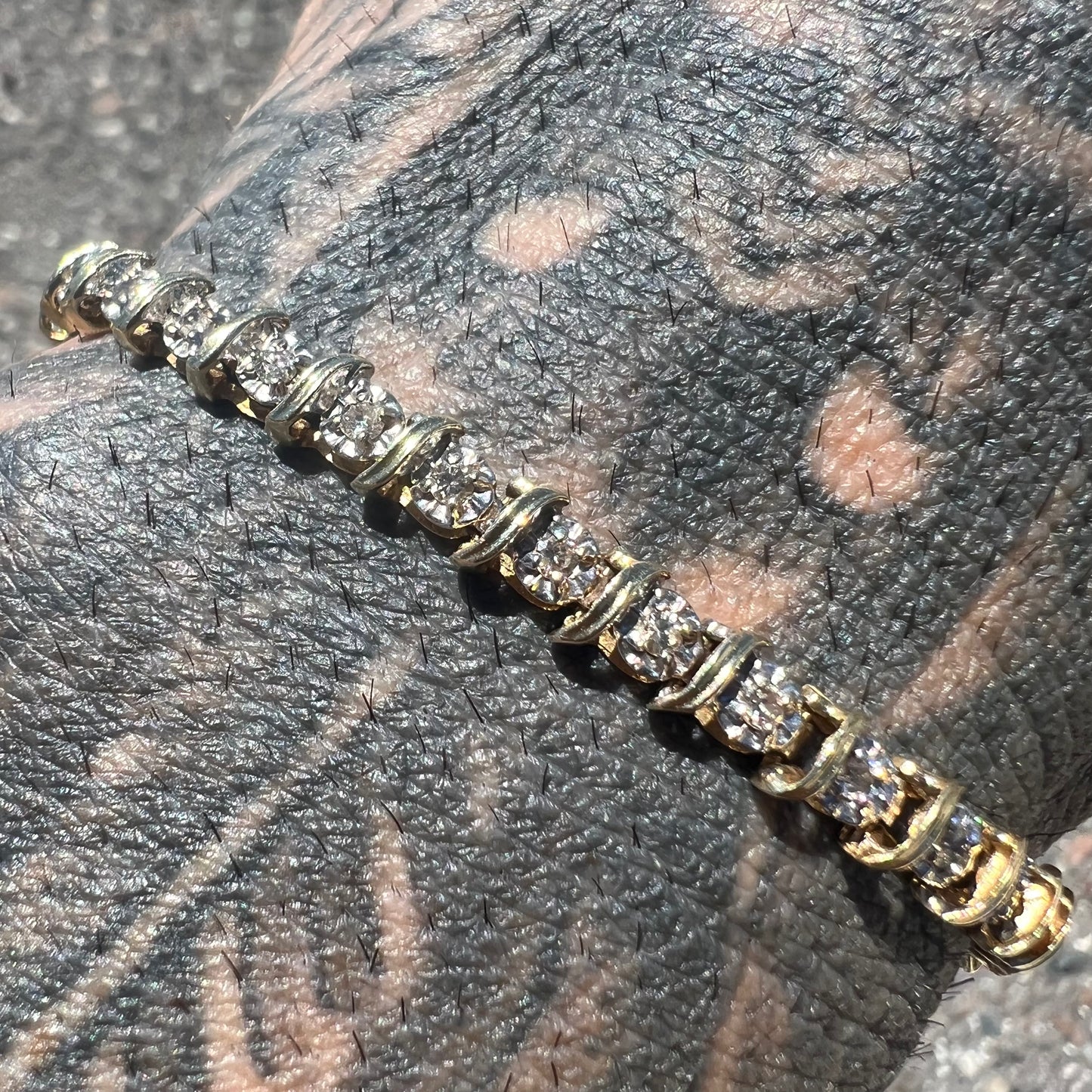 Vintage 14k Yellow Gold 1.25CTW Natural Diamond S-Link Tennis Bracelet
