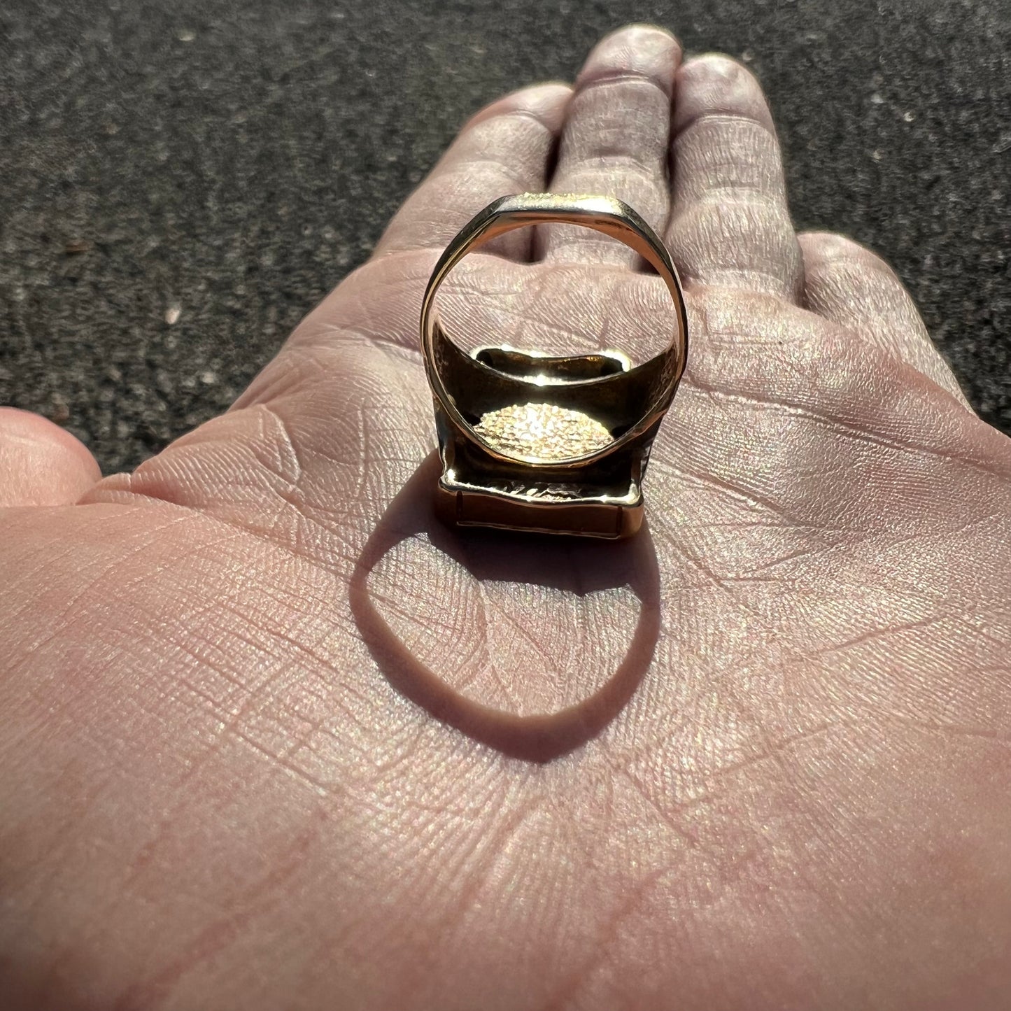 Vintage 14k Yellow Gold Natural Diamond Encrusted Custom Pool Table Ring (8.5)