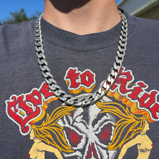 1990’s Solid Sterling/.925 Monster Heavyweight 130g Italian Cuban Link Necklace (22”)