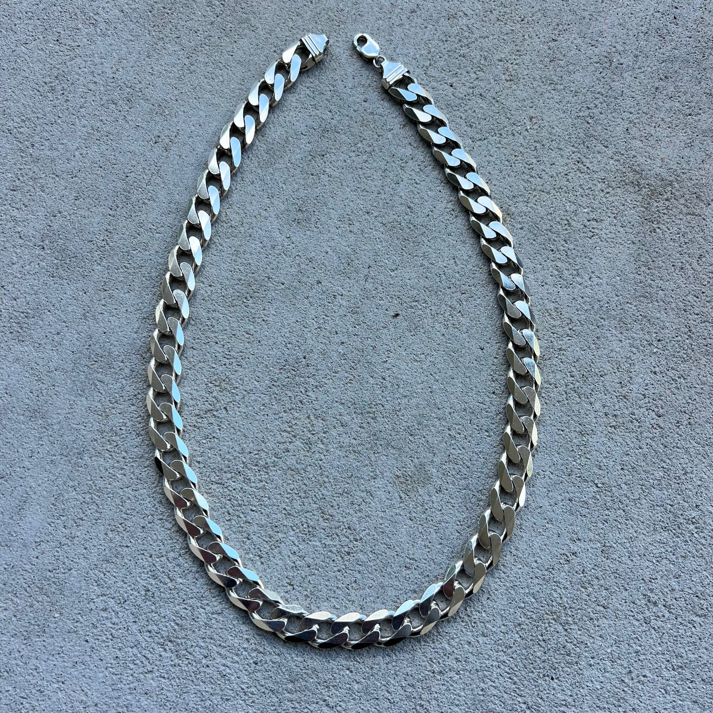 1990’s Solid Sterling/.925 Super Heavyweight Italian Cuban Link Necklace (28”)