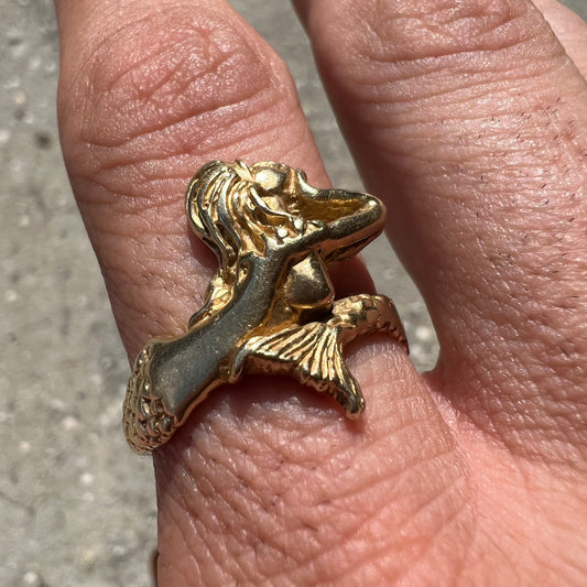 Art Deco 1920’s Era Solid 14k Yellow Gold Mermaid Ring (11)
