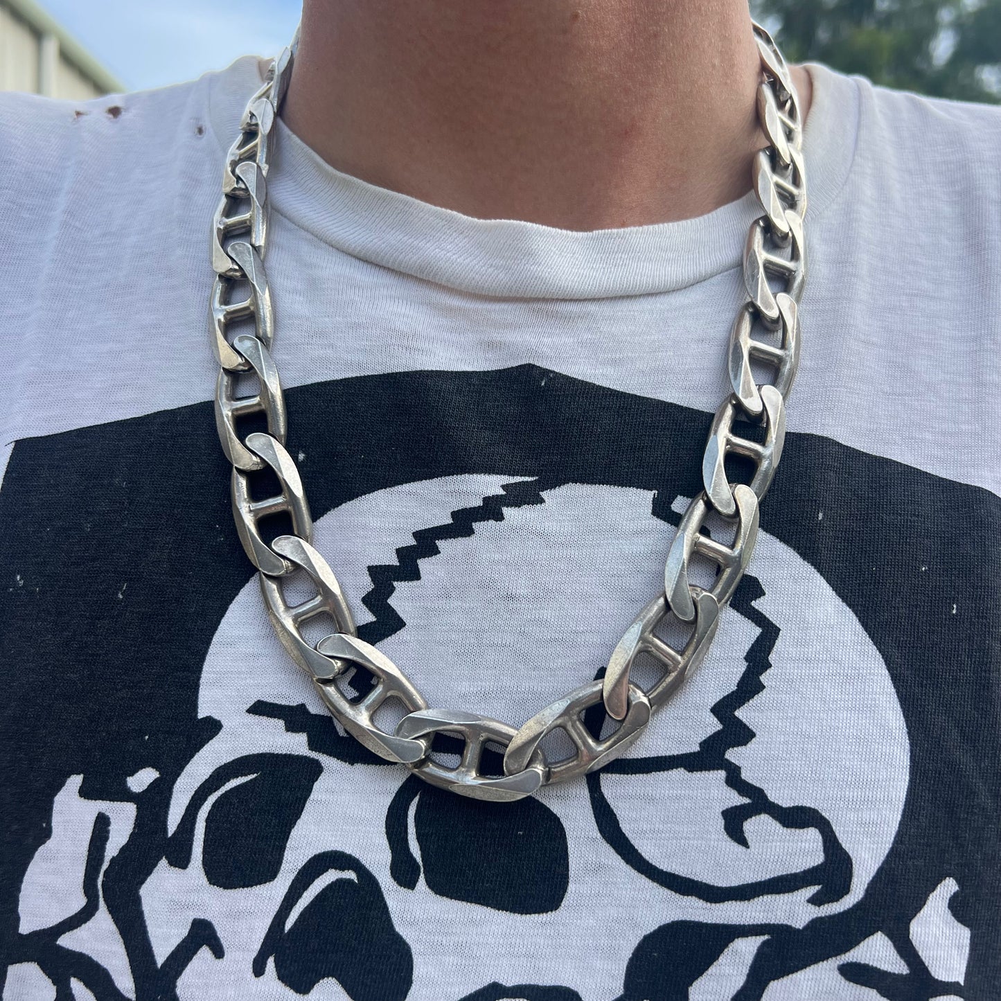 1990’s Sterling/.925 Monsterweight Italian Mariner Link Necklace (24”)
