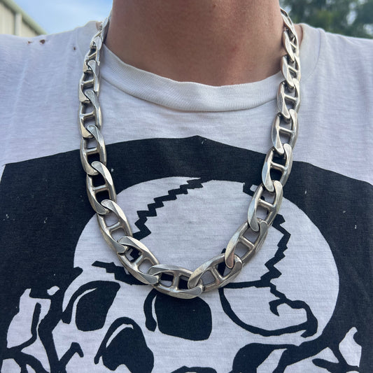 1990’s Sterling/.925 Monsterweight Italian Mariner Link Necklace (24”)