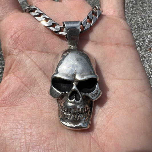 Custom Heavyweight Solid Sterling Silver Skull Pendant
