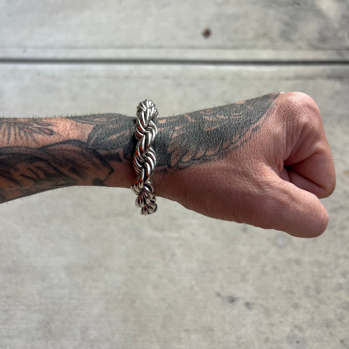 1970’s-80’s TAXCO Solid Sterling/.925 Super Heavyweight Chunky Rope Bracelet With Screw Clasp (8.5”)