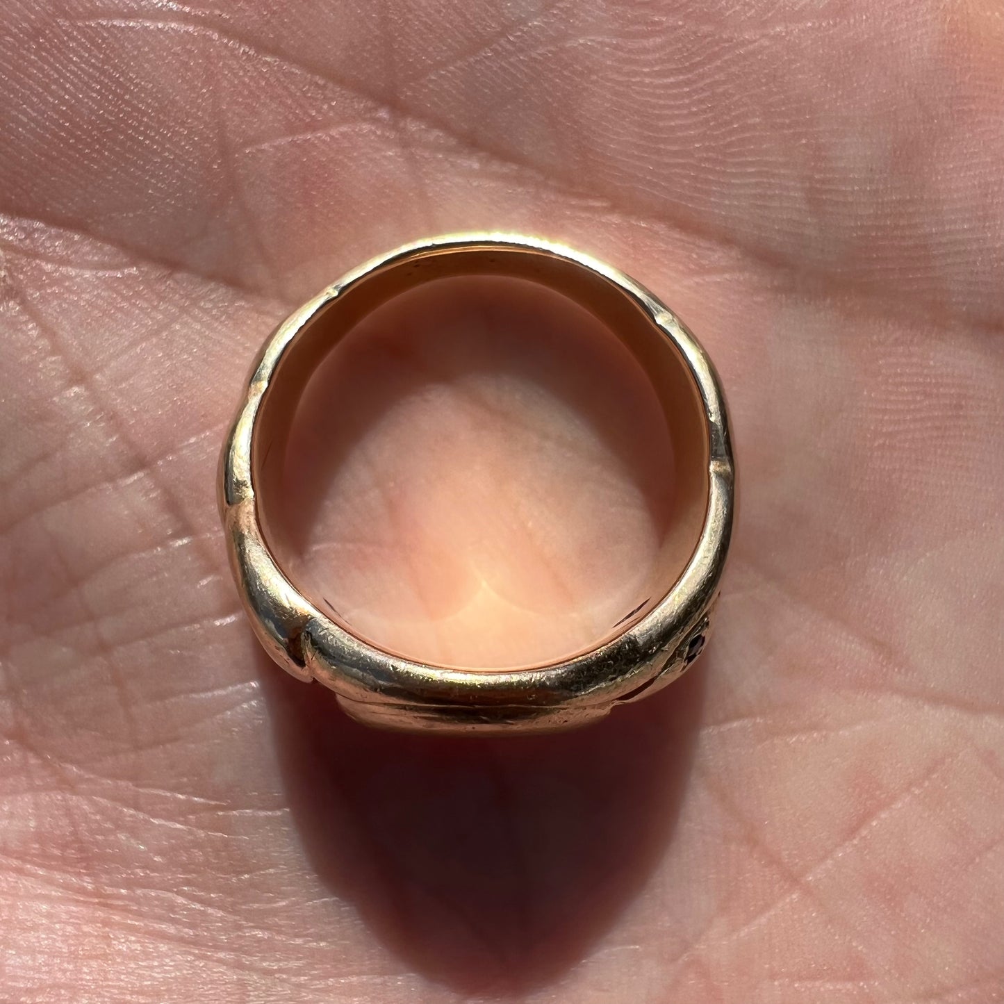 Victorian Era Solid 14k Yellow Gold Double Serpent Signet Ring (10)