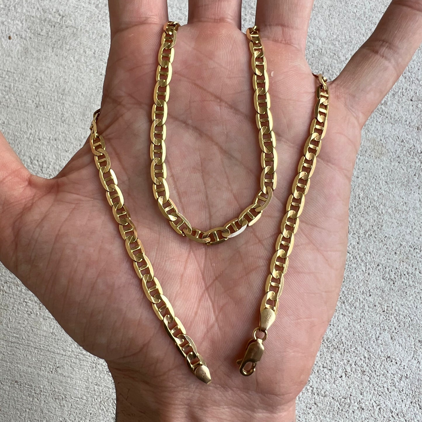 1990’s Solid 14k Yellow Gold Beveled Edge Mariner Link Necklace (18”)